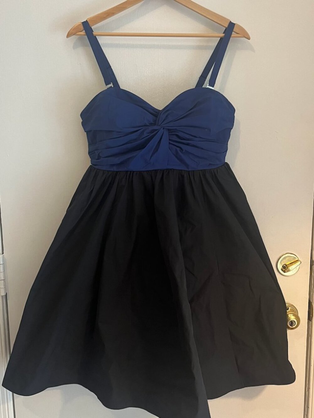Kate Spade Blue/Black Taffeta Sleeveless Cocktail Dress (12)